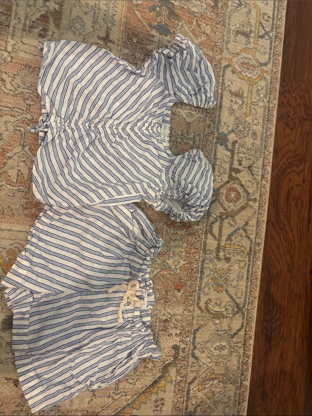 Zara Blue and White Striped Kids Matching Set